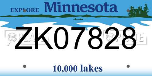 ZK07828 Minnesota License Plate