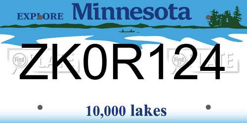 ZK0R124 Minnesota License Plate