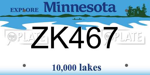 ZK467 Minnesota License Plate