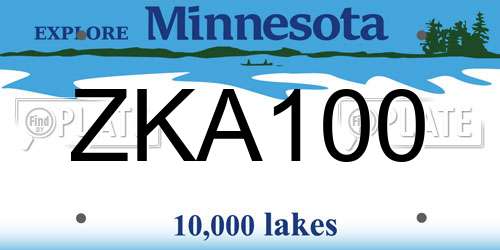 ZKA100 Minnesota License Plate