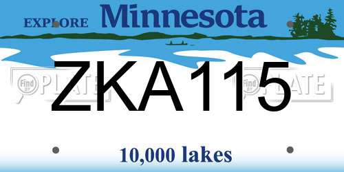 ZKA115 Minnesota License Plate