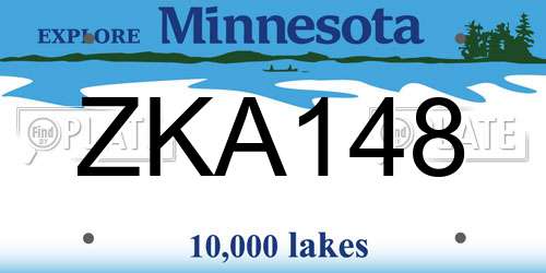 ZKA148 Minnesota License Plate