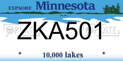 ZKA501 Minnesota License Plate