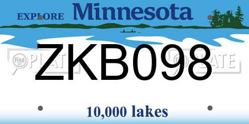 ZKB098 Minnesota License Plate