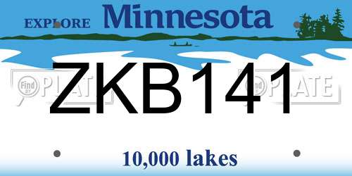 ZKB141 Minnesota License Plate