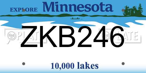 ZKB246 Minnesota License Plate