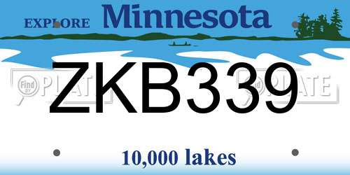 ZKB339 Minnesota License Plate