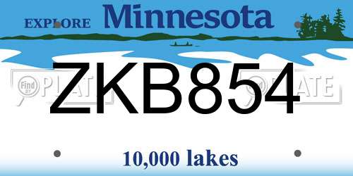 ZKB854 Minnesota License Plate