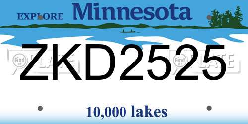 ZKD2525 Minnesota License Plate