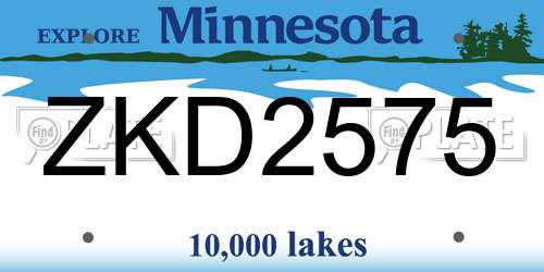 ZKD2575 Minnesota License Plate
