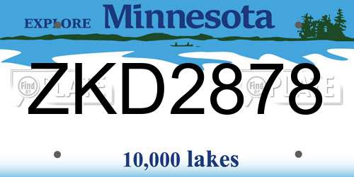 ZKD2878 Minnesota License Plate