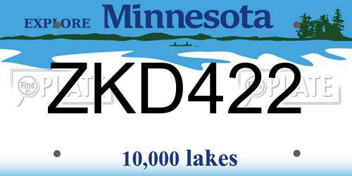 ZKD422 Minnesota License Plate