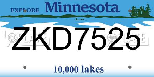 ZKD7525 Minnesota License Plate