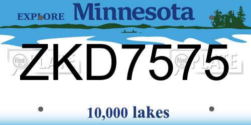 ZKD7575 Minnesota License Plate
