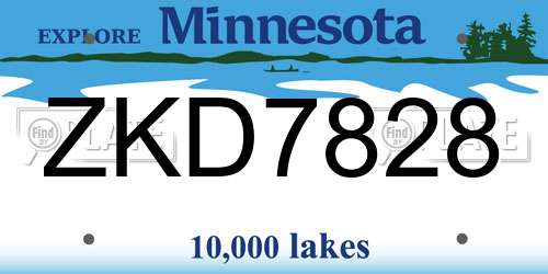 ZKD7828 Minnesota License Plate