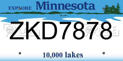 ZKD7878 Minnesota License Plate
