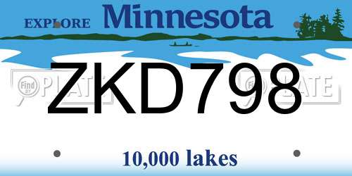 ZKD798 Minnesota License Plate