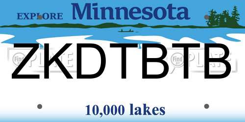 ZKDTBTB Minnesota License Plate