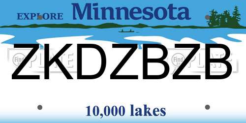 ZKDZBZB Minnesota License Plate