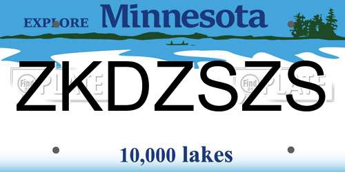 ZKDZSZS Minnesota License Plate