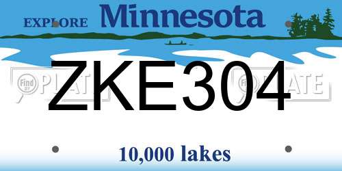 ZKE304 Minnesota License Plate