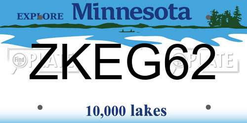 ZKEG62 Minnesota License Plate