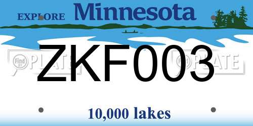 ZKF003 Minnesota License Plate