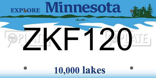 ZKF120 Minnesota License Plate