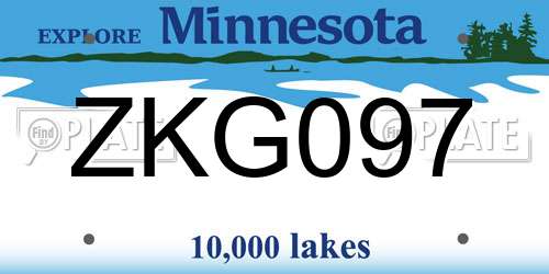 ZKG097 Minnesota License Plate