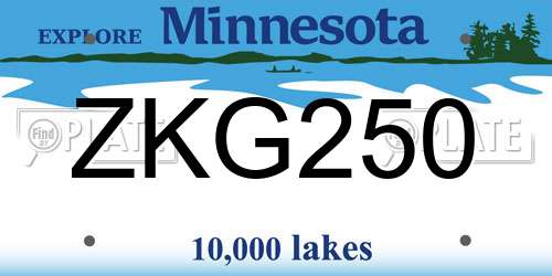 ZKG250 Minnesota License Plate