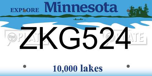ZKG524 Minnesota License Plate