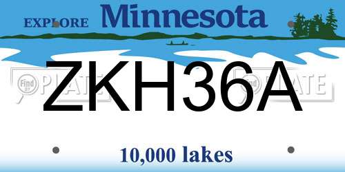 ZKH36A Minnesota License Plate