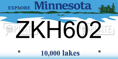 ZKH602 Minnesota License Plate