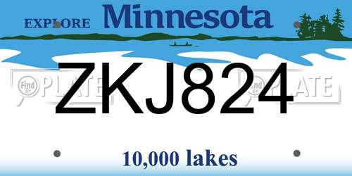 ZKJ824 Minnesota License Plate
