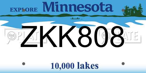 ZKK808 Minnesota License Plate
