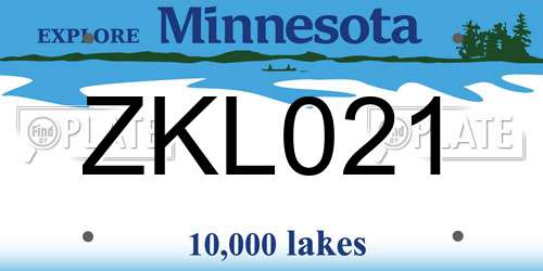 ZKL021 Minnesota License Plate