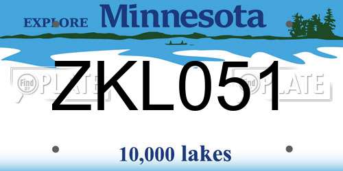 ZKL051 Minnesota License Plate