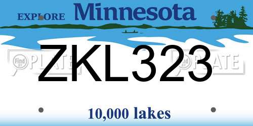 ZKL323 Minnesota License Plate