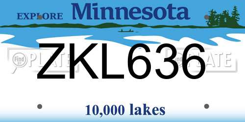 ZKL636 Minnesota License Plate