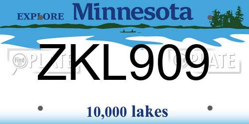 ZKL909 Minnesota License Plate