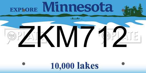 ZKM712 Minnesota License Plate