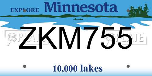 ZKM755 Minnesota License Plate