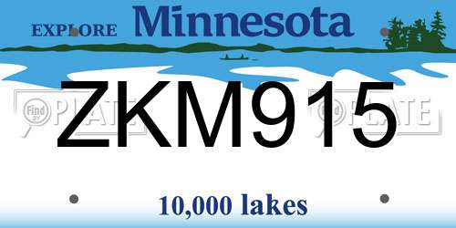 ZKM915 Minnesota License Plate