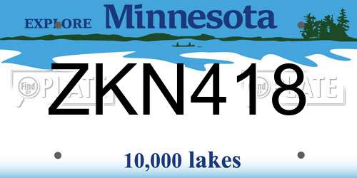ZKN418 Minnesota License Plate