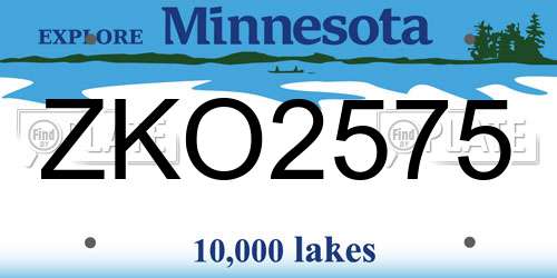 ZKO2575 Minnesota License Plate
