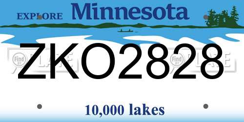ZKO2828 Minnesota License Plate