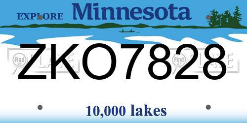 ZKO7828 Minnesota License Plate