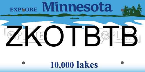 ZKOTBTB Minnesota License Plate