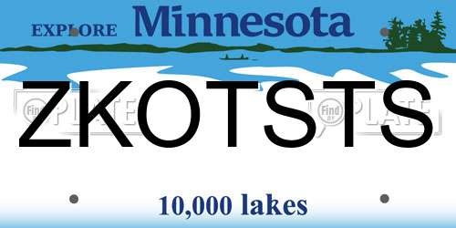 ZKOTSTS Minnesota License Plate