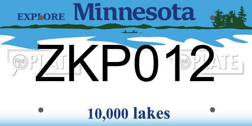 ZKP012 Minnesota License Plate